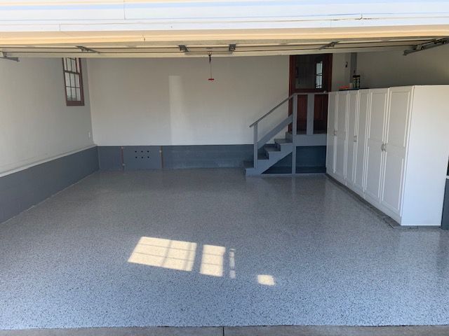 gravel flake polyaspartic garage floor epoxy in Ballantyne NC