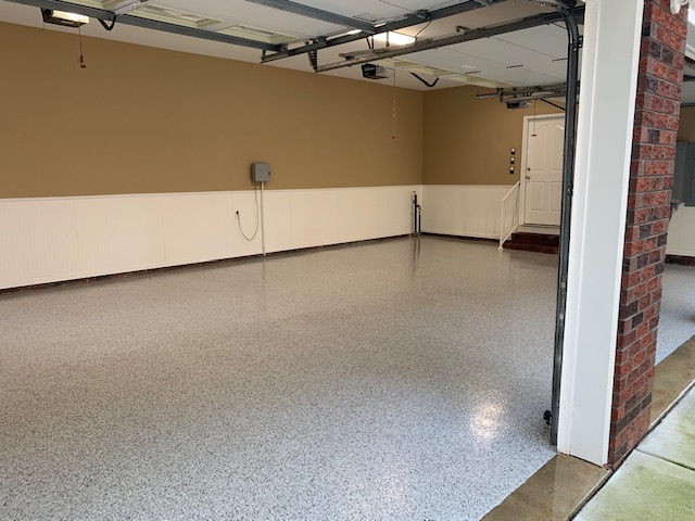 slate gray garage floor epoxy coating in Ballantyne NC