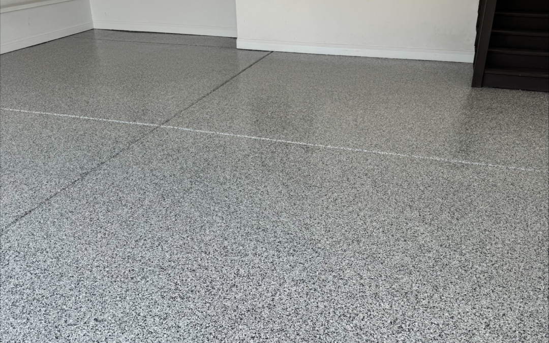 Arctic ash epoxy garage floor installation