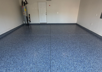 Coastal blue epoxy garage floor installation
