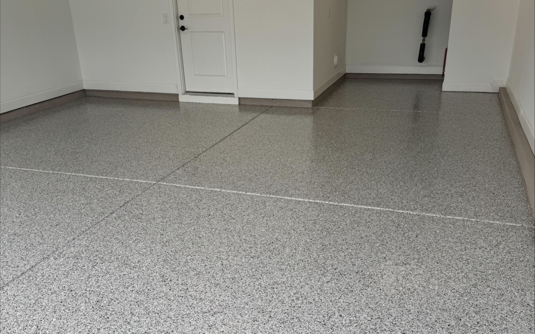Light Gray Flake Epoxy Garage Floor Installation
