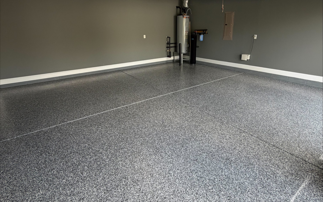 Graphite gray epoxy garage floor installation