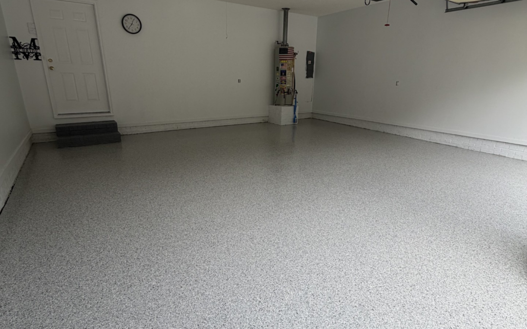 Silver mist epoxy garage floor installation