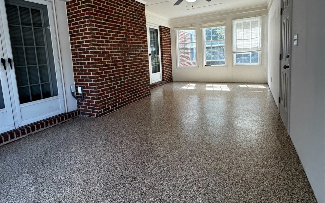 Epoxy porch floor installation for outdoor concrete surfaces